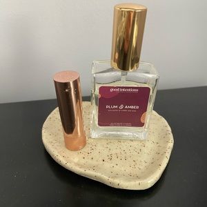 Beige speckled, handmade, ceramic plate